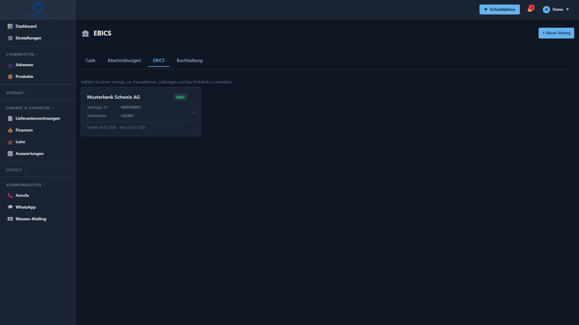 EBICS-Bankanbindung &ndash; Omnia Plattform