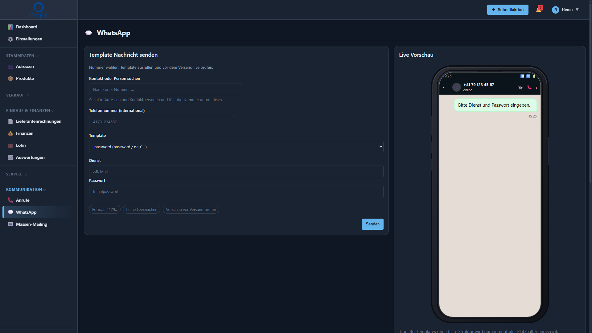 WhatsApp &ndash; Omnia Plattform
